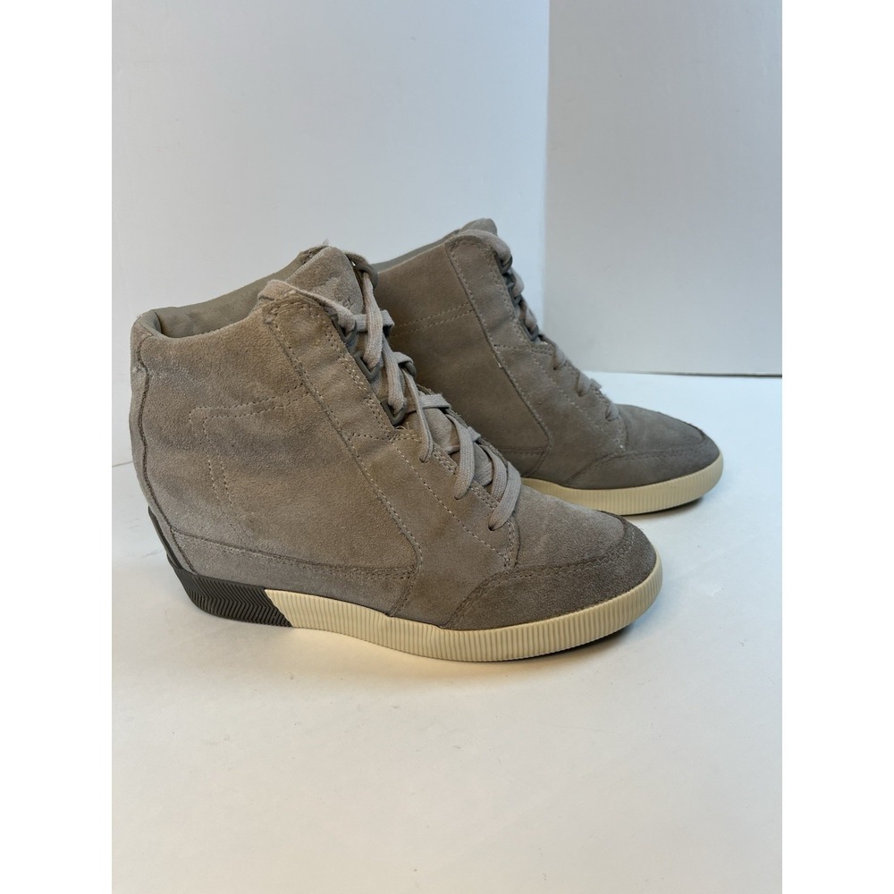 Sorel Out N About Wedge Bootie Womens Waterproof Suede Sneaker Boots Gray US 7.5